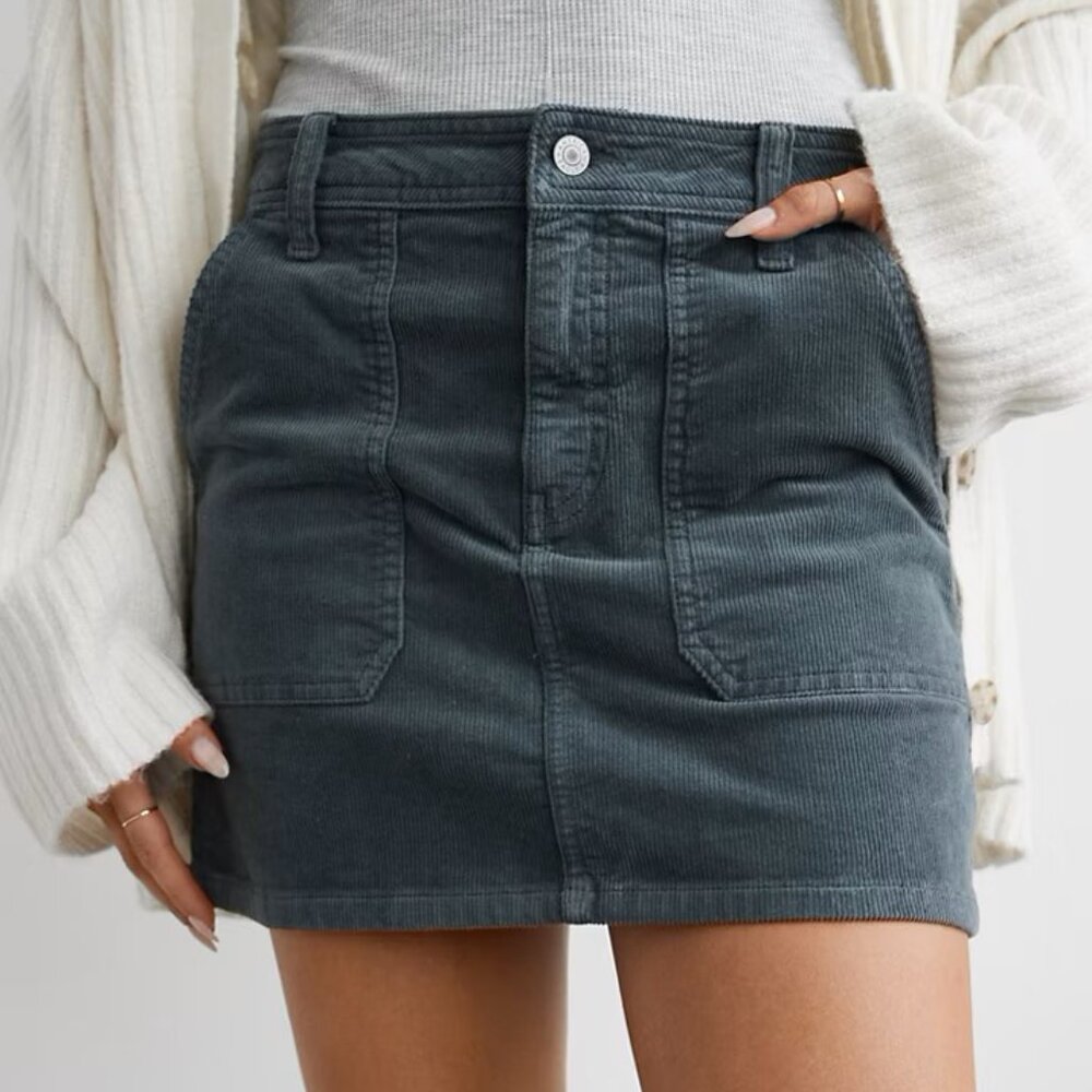 NEW AE High-Waisted Corduroy Mini Skirt